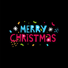 Merry christmas text. Lettering design card template