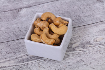 Cashew nuts heap in the bowl