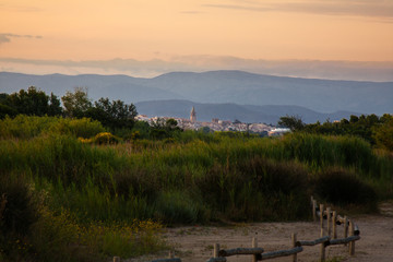 Small town in the south of france during sunset