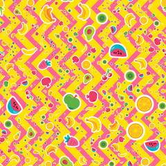 Tropical fruits, berries vector seamless pattern