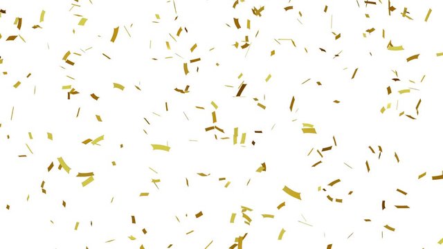 Gold confetti isolated on white background, alpha matte.