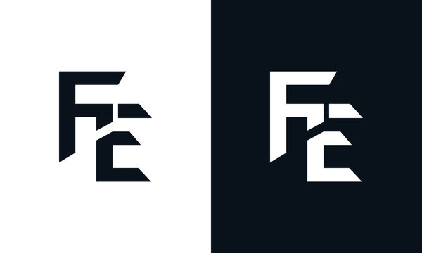 Minimalist abstract letter FE logo. This logo icon incorporate with two abstract shape in the creative process.