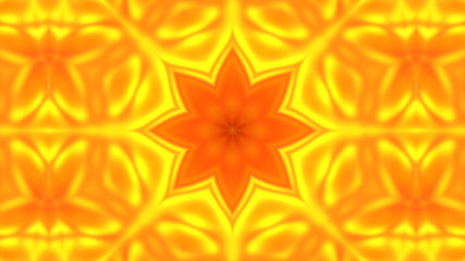 Gold kaleidoscope flower patterns, Abstract background animation 3D rendering