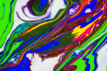 Abstract painting technique Ebru .Turkish style Ebru on the water with acrylic paints press waves.Modern art marble liquid texture