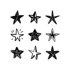 Obraz premium Star doodles collection. Hand drawn stars set. Cute vector sketches.