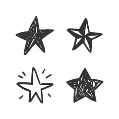 Star doodles collection. Hand drawn stars set. Cute vector sketches.