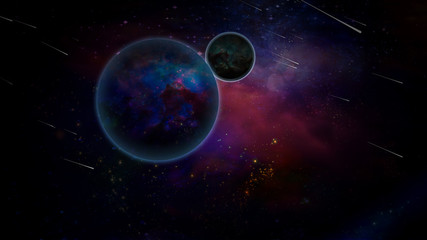 Obraz na płótnie Canvas Exoplanets in colorful Universe
