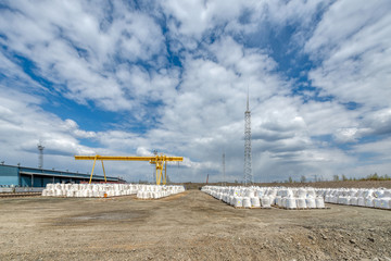 Industrial warehouse for the storage of bulk technological materials.