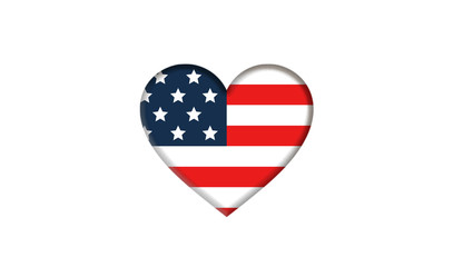 American flag in the form of heart. USA flag