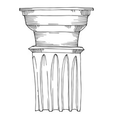 Vector Antique greek amphoras and columns. Black and white engraved ink art. Isolated ancient illustration element.