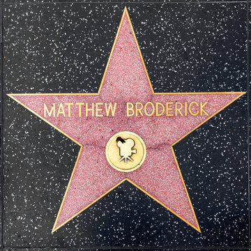 Closeup Of Star On The Hollywood Walk Of Fame For Matthew Broderick.