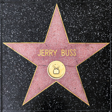 Closeup Of Star On The Hollywood Walk Of Fame For Jerry Buss