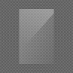 The rectangle glass plate, mirror, windows. Glass Plates Or Banners Isolated On Transparent Background. Light effect for a picture or a mirror
