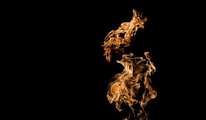 Fire flames on black background. fire on black background isolated. fire patterns