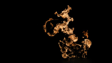 Fire flames on black background. fire on black background isolated. fire patterns