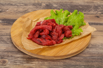 Raw beef meat sliced for cooking