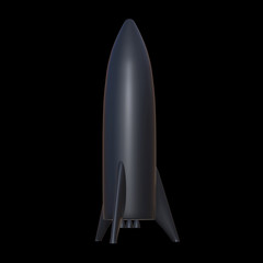 Modern Rocket Ready to Launch. Abstract model 3d render illustration on black background