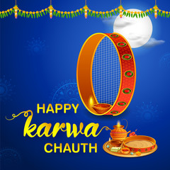 illustration of greetings for Indian Hindu festival Happy Karwa Chauth