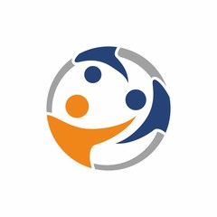 Obraz premium Abstract human stick figure community, union, team, support logo design template vector illustration