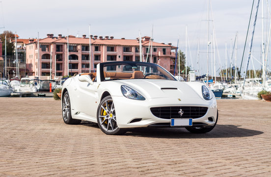 MUGGIA, ITALY OCTOBER 18, 2010: Photo of a Ferrari California Spider. The Ferrari California is a grand touring 2+2 sports car produced by the Italian manufacturer Ferrari.