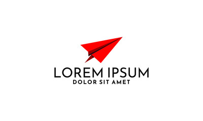 Paper plane logo tempate for startup technology company with low poly triangle symbol  in flat design pictogram illustration