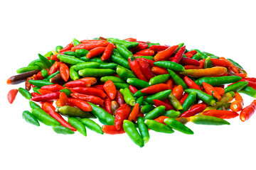 red chili peppers isolated on white background