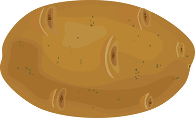 Fresh ripe potato tuber isolated on white background