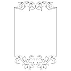 Vector Baroque monogram floral ornament. Black and white engraved ink art. Frame border ornament square.