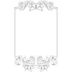 Vector Baroque monogram floral ornament. Black and white engraved ink art. Frame border ornament square.