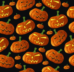 Vector Halloween Seamless,Halloween pumpkin on Black Pattern design.