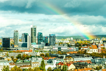 Rainbow over Vilnius, Lithuania (Europe)