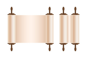 Rolled old papyrus file mockup. Realistic illustration of rolled old papyrus file. Vector illustration.