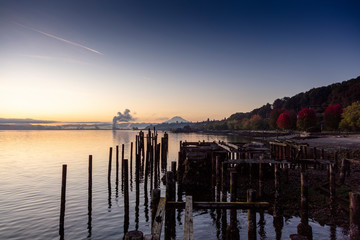 Mt Rainier Puget Sound Sunrise