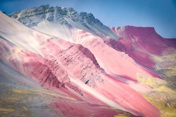 Papier Peint photo Vinicunca Colourful rock formations in the mineral-rich mountains of Red Valley. Cordillera Vilcanota, Cusco, Peru