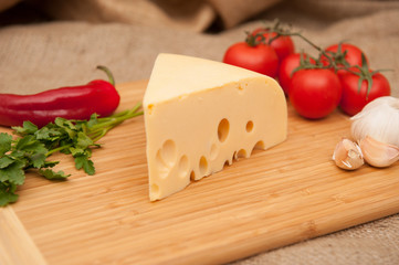 Cheese with vegetables and herbs