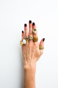 Hand model showing off rings