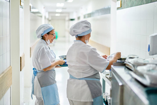 Hospital kitchen workers