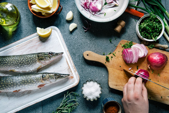 Fresh delicious pikes
