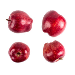 Four red ripe apples, perfect isolate on a white background, harvesting design.
