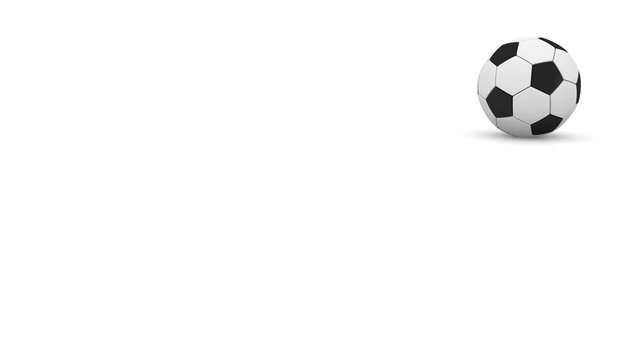 Soccer ball rolls over a white background.