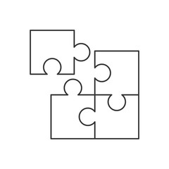 Four piece puzzle line icon on white background. Editable stroke