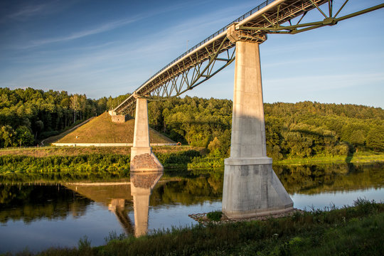 Bridge over river (Nemunas river near Alytus, Lithuania, Europe)