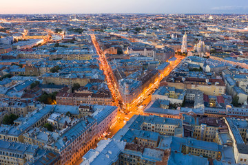 Attraction of St. Petersburg "five corners", the intersection of roads.