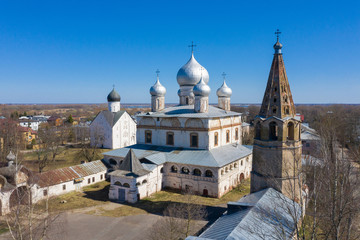 Fototapeta na wymiar Aerial view Znamensky Cathedral in Veliky Novgorod, Russia