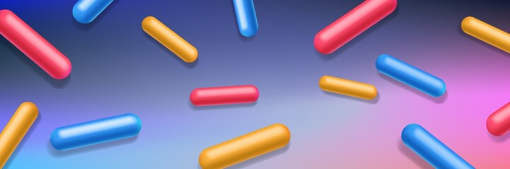 Abstract Background Pills, Capsules. Blue, Orange, Red, Yellow. Dynamic Creative Beautiful Template Advertising Poster, Business Card, Placard, Cover, Brochure, Web Design Banner.
