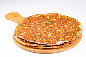 Traditional delicious Turkish food; Turkish pizza; Lahmacun