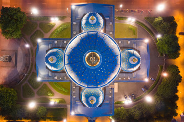Russia. Saint-Petersburg. View of Trinity Cathedral on a summer night. Petersburg from the height. Welcome to Russia.