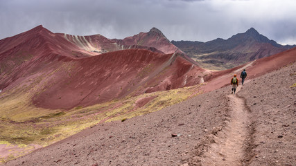 Colourful rock formations in the mineral-rich mountains of Red Valley. Cordillera Vilcanota, Cusco, Peru