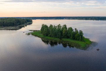 Island on Lake Vrevo, Leningrad Region, Russia. Northern nature of Russia. Travels.