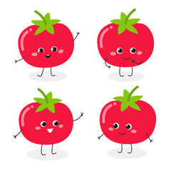 Tomato cartoon character emoticon set